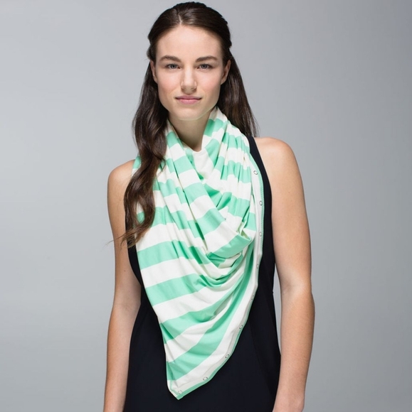 Lululemon Vinyasa Scarf  Rulu Steep Stripe Angel Wing Opal Horizontal Green Soft - Picture 1 of 5